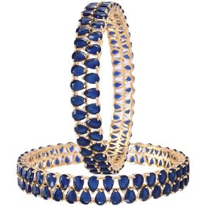 Ratnavali Jewels CZ Zirconia Gold Tone Multi Color Diamond Elegant Bollywood Indian Bangles Jewelry Women