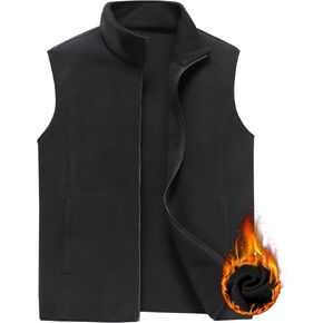 PEGENO Men's Fleece Vest, Full-Zip Lightweight Sleeveless Outdoor Jacket With Zip Pockets