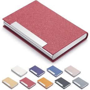 MOTYAWN Business Card Holder- Name Multi Card Case, Luxury PU Leather Wallet, Credit Card ID Case, Stainless Steel Slim Metal Pocket Card Case Holder for Women & Men with Magnetic Shut in Kuwait