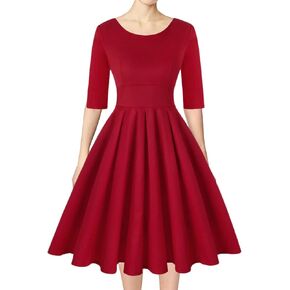 MINTLIMIT Women's 1950s Retro Vintage Cocktail Party 3/4 Sleeve Swing Dress