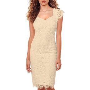 AOOKSMERY Women's Sleeveless Lace Floral Elegant Cocktail Dress Knee Length for Wedding Party Dresses