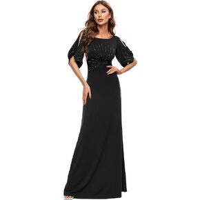 فساتين رسمية مطرزة بحورية البحر بياقة دائرية وأكمام مجوفة للنساء من Ever-Pretty 0544-USA