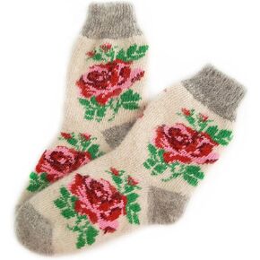 جوارب صوف للنساء، جوارب سميكة ودافئة محبوكة بنمط وردي، جوارب شبشب للنساء، جوارب شتوية منسوجة in Kuwait