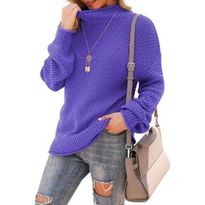 Jouica Women's Turtleneck Oversized Sweaters Batwing Long Sleeve Pullover Loose Chunky Knit Jumper