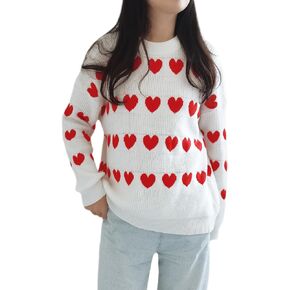 PDLCVD Valentines Day Heart Sweater for Women Cute Crewneck Long Sleeve Kawaii Soft Warm Pullover Sweaters Trendy in Kuwait