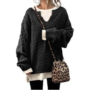chouyatou Women's Winter Chunky V Neck Long Sleeve Loose Cable Knit Sweater Pullover in Kuwait