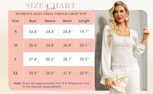 CNJFJ المرأة مثير هدب سموك المحاصيل الأعلى ريترو مربع الرقبة طويلة الأكمام Shired بلوزة قمم in Kuwait