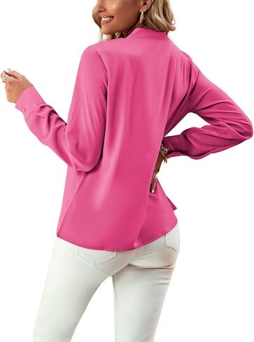 Umenlele Women's Elegant Tie Knot Mock Neck Ruched Long Sleeve Blouse Shirt Top in Saudi Arabia