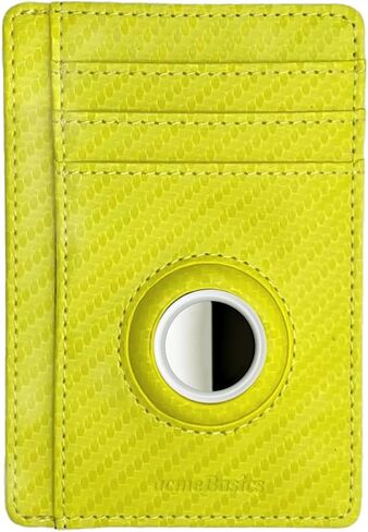 Acme Basics Minimalist Card Holder with Built-in AirTag Holder Slim RFID blocking Leather Wallet for Men and Women (Yellow) in Saudi Arabia