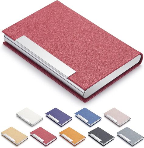 MOTYAWN Business Card Holder- Name Multi Card Case, Luxury PU Leather Wallet, Credit Card ID Case, Stainless Steel Slim Metal Pocket Card Case Holder for Women & Men with Magnetic Shut in Kuwait