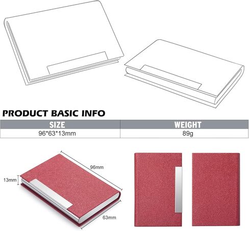 MOTYAWN Business Card Holder- Name Multi Card Case, Luxury PU Leather Wallet, Credit Card ID Case, Stainless Steel Slim Metal Pocket Card Case Holder for Women & Men with Magnetic Shut in Kuwait