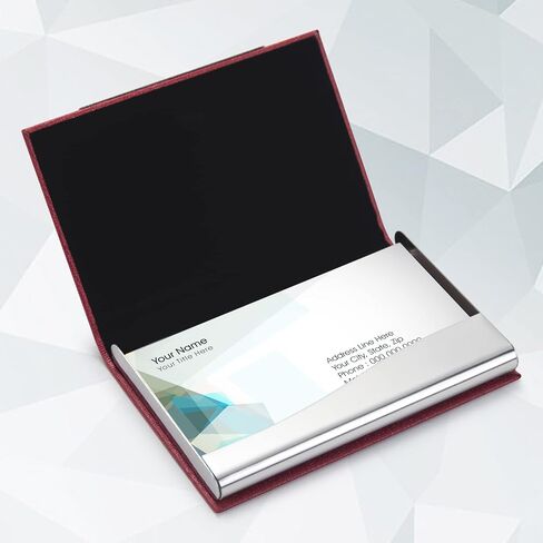 MOTYAWN Business Card Holder- Name Multi Card Case, Luxury PU Leather Wallet, Credit Card ID Case, Stainless Steel Slim Metal Pocket Card Case Holder for Women & Men with Magnetic Shut in Kuwait