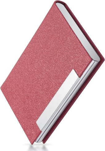 MOTYAWN Business Card Holder- Name Multi Card Case, Luxury PU Leather Wallet, Credit Card ID Case, Stainless Steel Slim Metal Pocket Card Case Holder for Women & Men with Magnetic Shut in Kuwait
