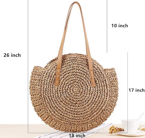 Straw Handbags Women Handwoven Round Corn Straw Bags Natural Chic Hand Large Summer Beach Tote Woven Handle Shoulder Bag in Saudi Arabia