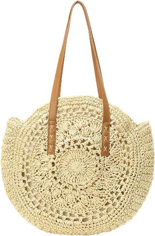 Straw Handbags Women Handwoven Round Corn Straw Bags Natural Chic Hand Large Summer Beach Tote Woven Handle Shoulder Bag in Saudi Arabia
