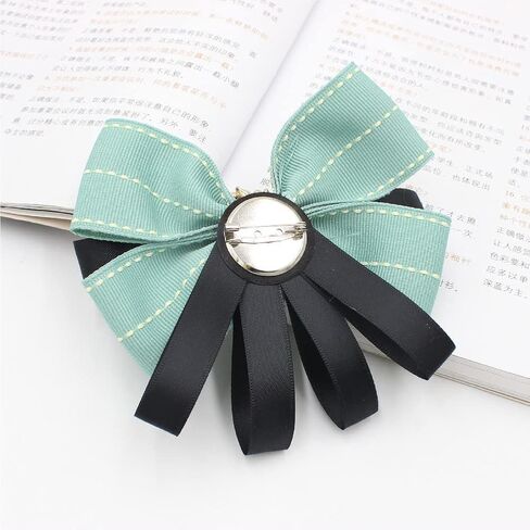 FASELE Pearl Bow Brooch Pre Tied Neck Tie Brooch Pin Clip Ribbon Plaid Bow Tie for Women Wedding Party in Saudi Arabia