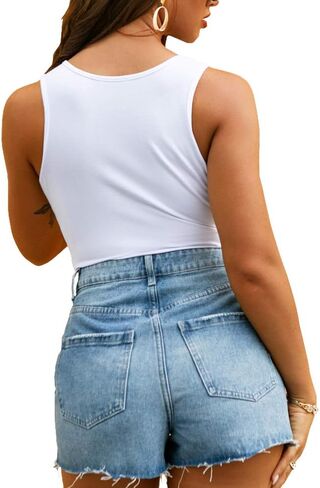 بدلة قطعة علوية نسائية من LINMON بدون أكمام من Surplice مكشكشة ورقبة على شكل حرف V بدون أكمام قابلة للتمدد in Kuwait