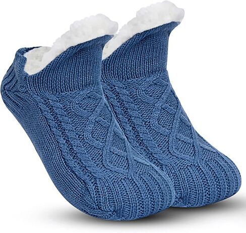 Slipper Socks for Women Men Girls, Fluffy Warm Socks Knitted Thick Fleece Lined Grippers Non Slip Socks Soft Cozy Winter Home House Bed Floor Slipper Socks in Saudi Arabia