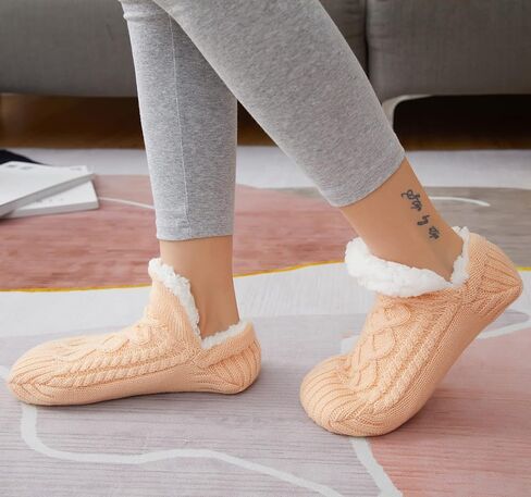 Slipper Socks for Women Men Girls, Fluffy Warm Socks Knitted Thick Fleece Lined Grippers Non Slip Socks Soft Cozy Winter Home House Bed Floor Slipper Socks in Saudi Arabia