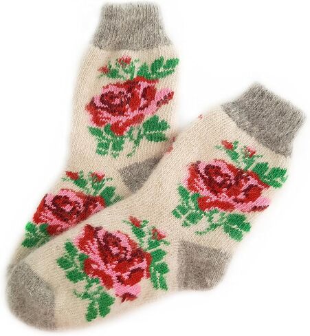 جوارب صوف للنساء، جوارب سميكة ودافئة محبوكة بنمط وردي، جوارب شبشب للنساء، جوارب شتوية منسوجة in Kuwait