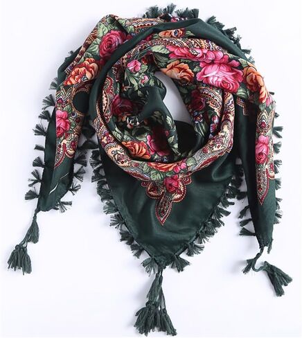Gudessly 35" Women's Traditional Tassel Exotic Wrap Printed Scarf Pashmina Shawls and Wraps Square Head Scarf Hair Scarves in Kuwait