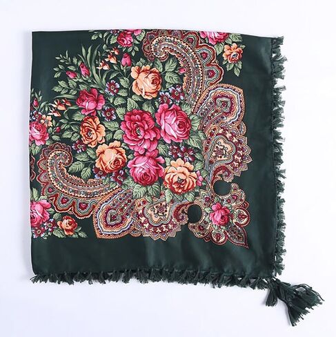 Gudessly 35" Women's Traditional Tassel Exotic Wrap Printed Scarf Pashmina Shawls and Wraps Square Head Scarf Hair Scarves in Kuwait