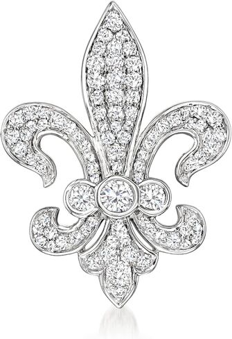 Ross-Simons 1.00 ct. t.w. Diamond Fleur-De-Lis Pin in Sterling Silver in Saudi Arabia