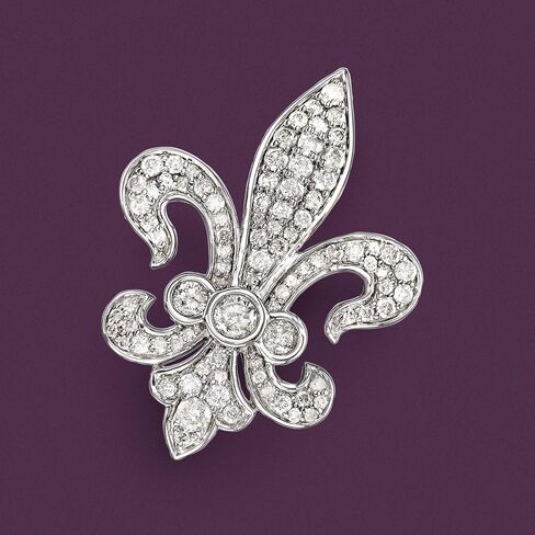 Ross-Simons 1.00 ct. t.w. Diamond Fleur-De-Lis Pin in Sterling Silver in Saudi Arabia