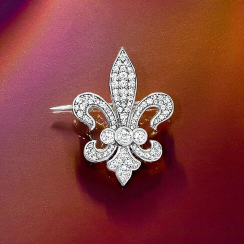 Ross-Simons 1.00 ct. t.w. Diamond Fleur-De-Lis Pin in Sterling Silver in Saudi Arabia