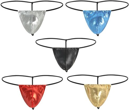 Golirsteca Male Sexy G-string Metallic Shiny Underwear Fashion Party Thin Strap Nylon Thong Under Panties in Saudi Arabia