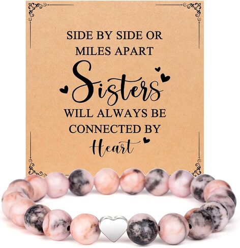 YKZOMP أخت الصداقة أساور الحجر الطبيعي صديق عيد ميلاد هدايا عيد الميلاد للنساء الإناث في سن المراهقة الفتيات في سن المراهقة in Kuwait