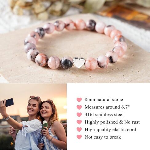 YKZOMP أخت الصداقة أساور الحجر الطبيعي صديق عيد ميلاد هدايا عيد الميلاد للنساء الإناث في سن المراهقة الفتيات في سن المراهقة in Kuwait