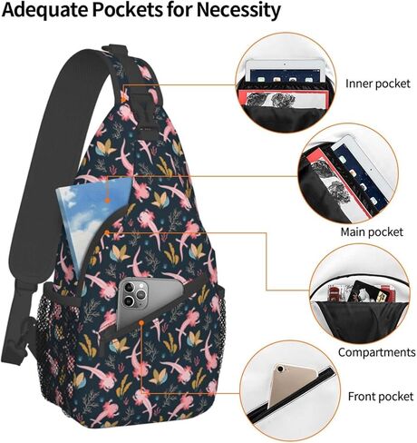 Yobvec Axolotl Backpack Mini Crossbody, Axolotl Purse Small Sling Bag for Daily Travel Hiking Daypack Shoulder Bag in Kuwait