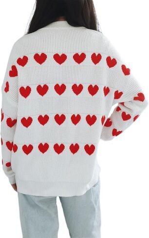PDLCVD Valentines Day Heart Sweater for Women Cute Crewneck Long Sleeve Kawaii Soft Warm Pullover Sweaters Trendy in Kuwait