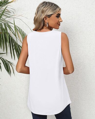 Huukeay قطعتان من قمصان بدون أكمام للسيدات، بلوزة فضفاضة ذات ثنيات ورقبة مربعة مع حاشية منحنية in Kuwait