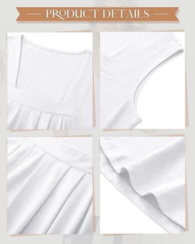 Huukeay قطعتان من قمصان بدون أكمام للسيدات، بلوزة فضفاضة ذات ثنيات ورقبة مربعة مع حاشية منحنية in Kuwait