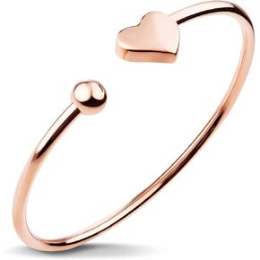 555Jewelry الفولاذ المقاوم للصدأ المرأة لطيف الحب قلب صغير مفتوح الكفة الإسورة سوار in Kuwait