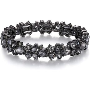 BriLove Wedding Bridal Bracelet Marquise-Shape Stretch Bangle for Women