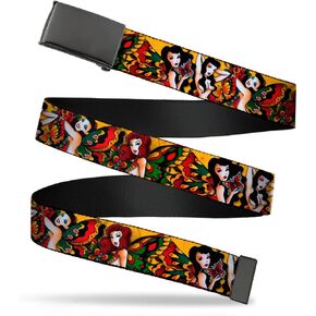 Buckle-Down Men's Web Belt Tattoo Johnny Butterfly Girl, Multicolor, 1.25" Wide-Fits up to 42" Pant Size in Saudi Arabia