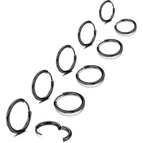 HAIAISO Surgical Steel Small Hoop Earrings for Women Men 1.6MM Tube Huggie Earrings Cartilage Helix Lobes Earrings Nose Rings Daith Rings Sleeper Tiny Hoop Earrings Body Piercing Jewelry 6/7/8/9/10MM