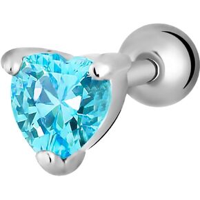 Forbidden Body Jewelry 16g 6mm Surgical Steel Cartilage Earring Stud with 5mm CZ Heart Crystal
