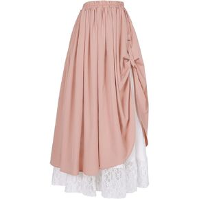 ZZEQYG Women's Victorian Renaissance Skirt Double-Layer Long Skirts