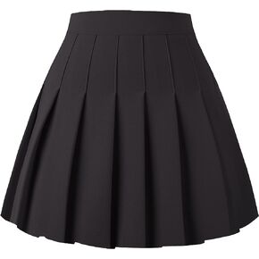 Girstunm Women's Pleated Skirt Mini Skater Basic Skirts High Waist School Girls Uniform Short Cheerleader Skirt