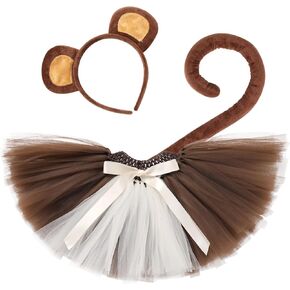 ODOLDI Jungle Animal Tutu Costume for Girls Cat Tiger Cheetah Elephant Ears Headband Tail Tutu Set Circus Costumes