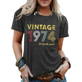 قمصان هدية عيد الميلاد الخمسين للنساء تي شيرت عتيق مضحك 1974 تي شيرت كلاسيكي لحفلات أعياد الميلاد تي شيرت غير رسمي in Kuwait