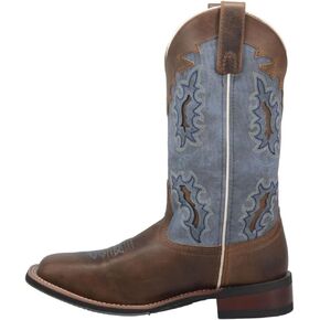 Laredo Womens Ilsa Tooled-Inlay Square Toe Dress Boots Mid Calf Low Heel 1-2" - Brown in Saudi Arabia