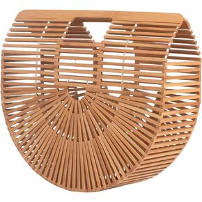 RULER TRUTH Women's Bamboo Handbag by Handmade Straw Bag,Tote Bamboo Purse Natural Basket Bag for Summer Beach… in Saudi Arabia