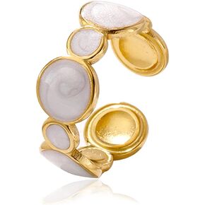 SWBRJ Open Irregular Enamel Statement Band Ring for Women Girls,Adjustable 14K Gold Plated Sterling Silver Punk Gothic Cocktail Party Wrap Band Ring Jewelry Gift for Her