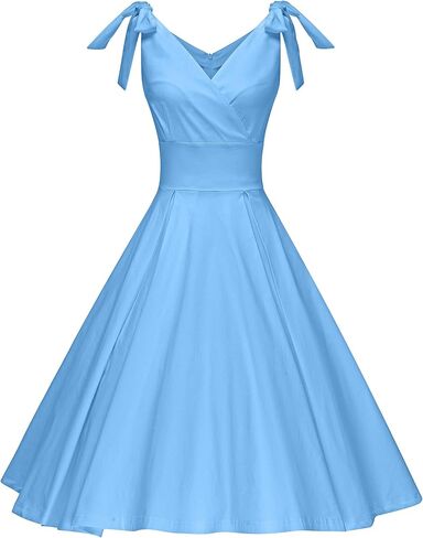 فستان كوكتيل من DressesTown للسيدات من الخمسينيات برقبة على شكل حرف V وقابل للتعديل على شكل فيونكة in Kuwait