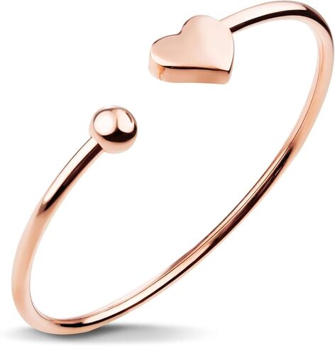 555Jewelry Stainless Steel Womens Cute Love Tiny Heart Open Cuff Bangle Bracelet in Kuwait